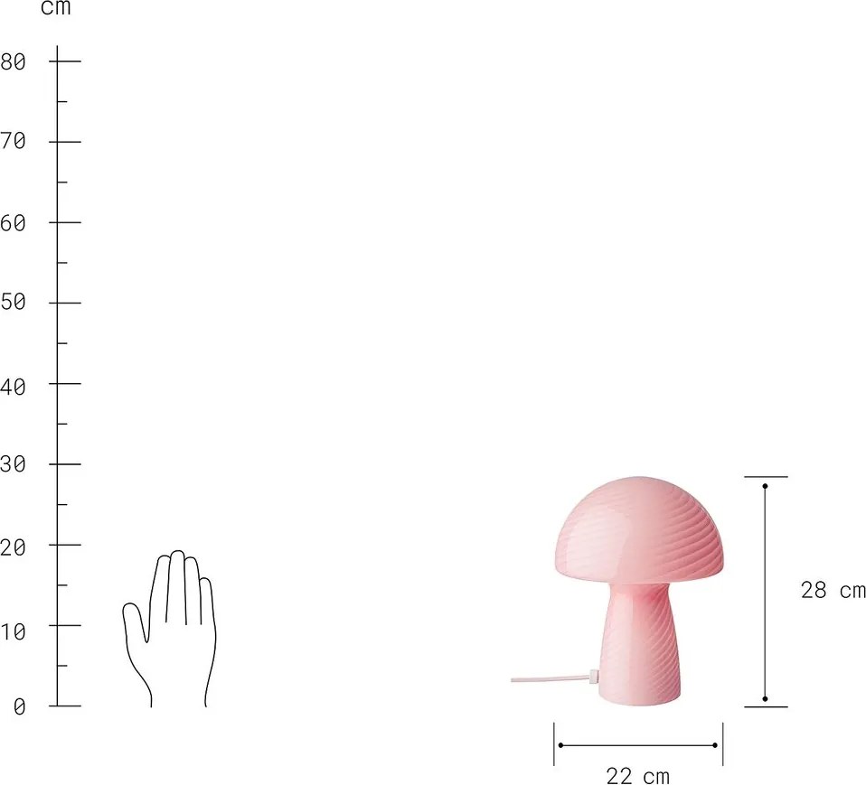FUNGI TOWN üveg asztali lámpa, rózsaszín