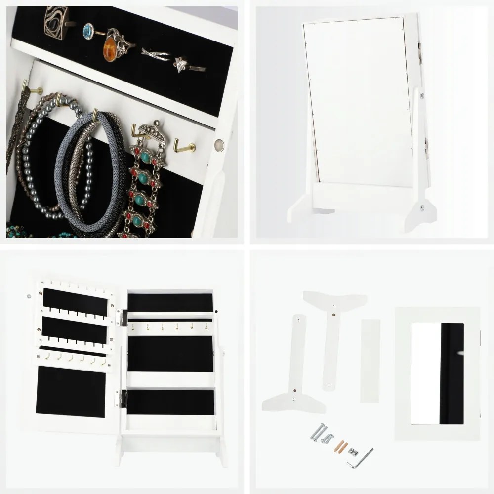 Brandy 02 Ékszerszekrény Tükörrel + Polcokkal 5775 Fehér N