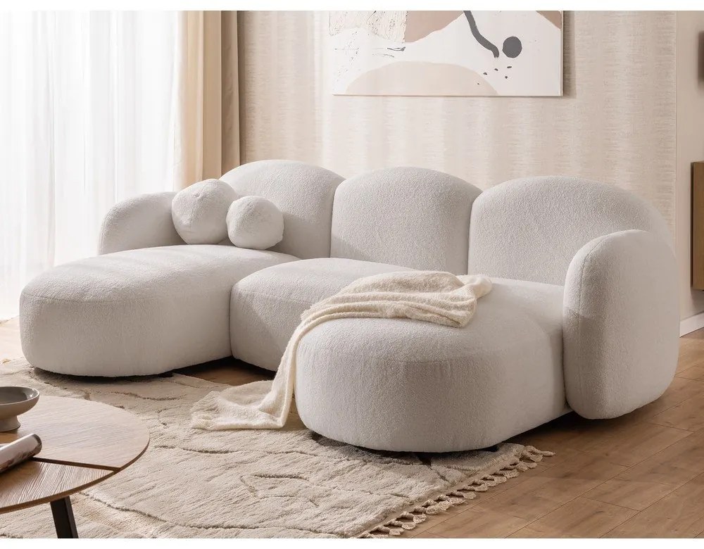 Krémszínű buklé (U alakú) sarokkanapé Orbit – Ropez