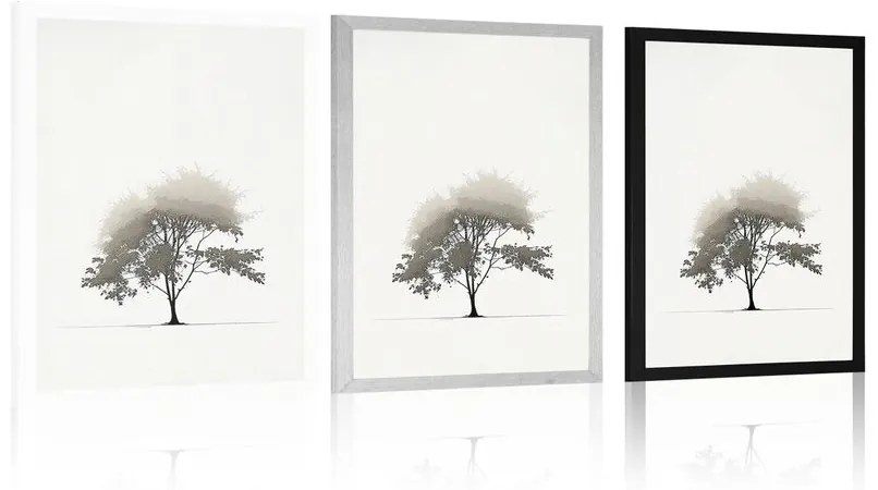 Poszter minimalista lomblevelű fa