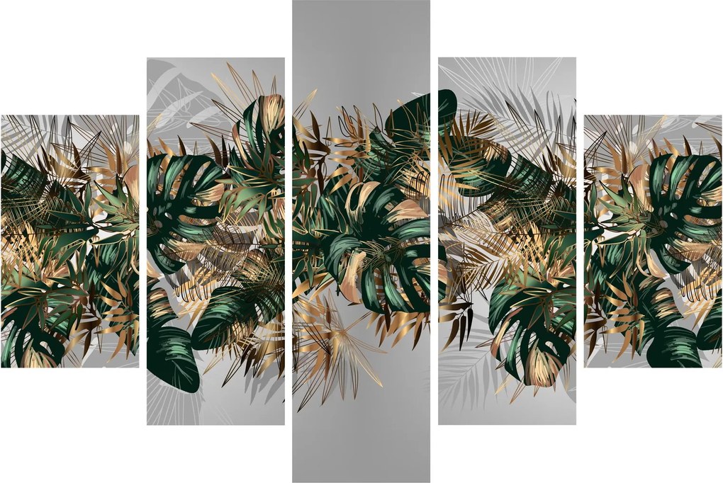 Kép - Gold-green, trópusi levelek (150x105 cm)
