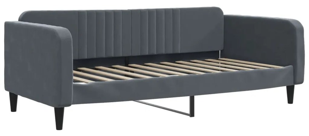 sötétszürke bársony heverő matraccal 90 x 200 cm