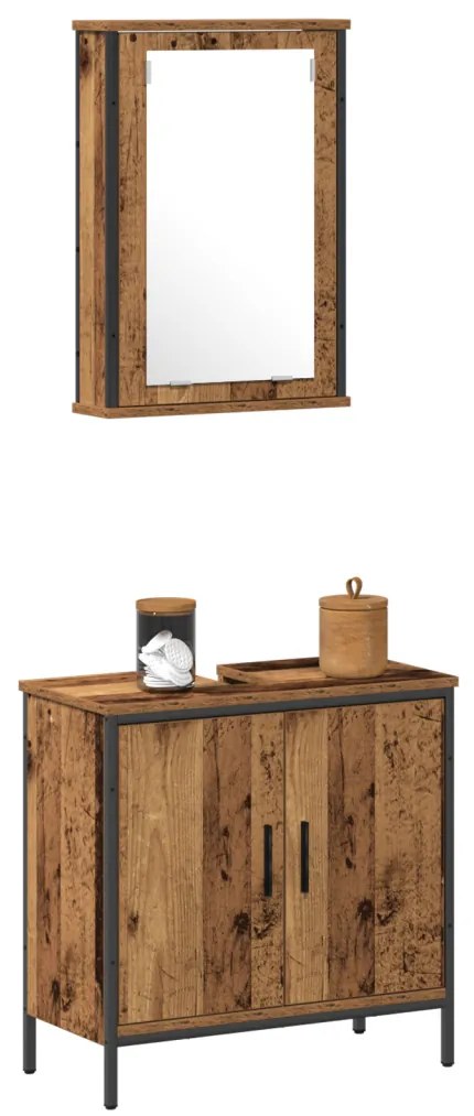 Fürdőszoba bútor szett 2 pcs Barna 60 x 30 x 60 cm Faanyag