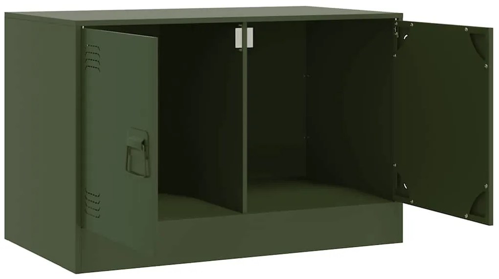 olívazöld acél TV-szekrény 67 x 39 x 44 cm