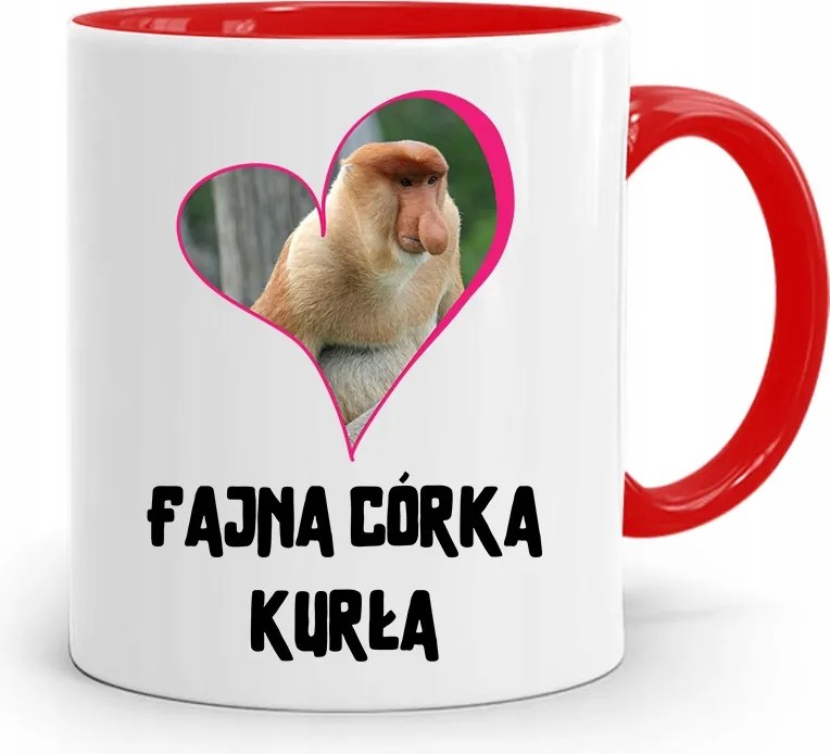 Piros Bögre Ajándék Lányának Hűvös Lánya Tyúk nyomtatott fényképpel