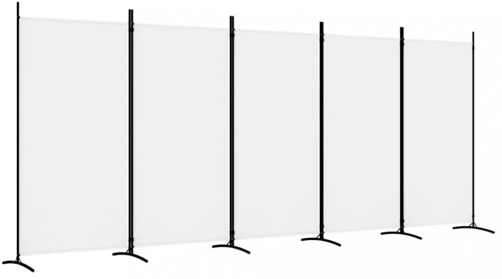 fehér 5 paneles paraván 433x180 cm szövet