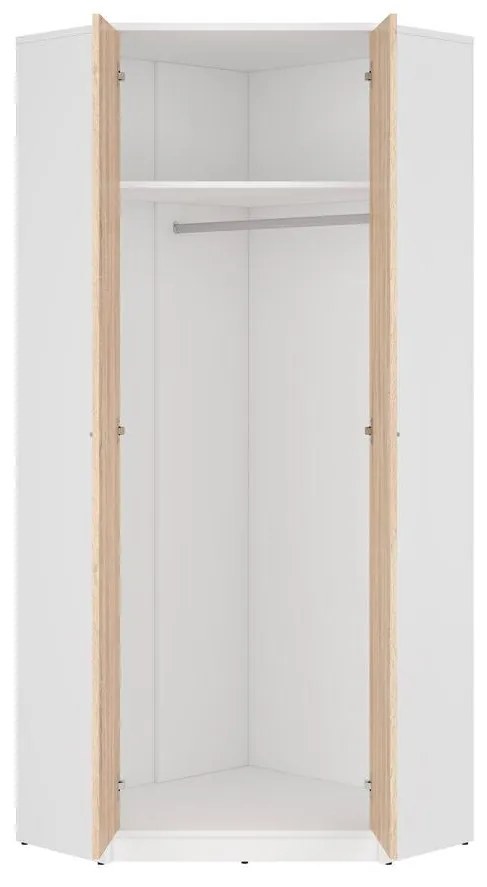 Sarok ruhásszekrény Nepo Plus 37 (fehér + szonoma tölgy) . 1098446