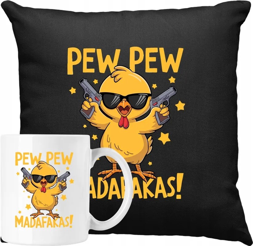 Bögre Szett Párna Pew Pew Csaj Mém Vicces Ajándék ötlet
