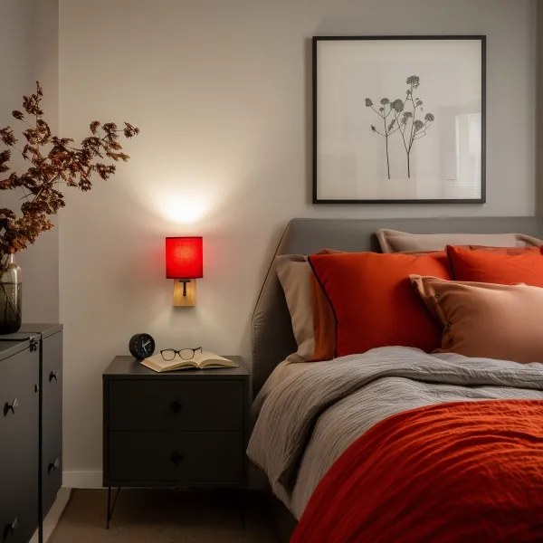 Brilagi - Fali lámpa NUBILA WOOD 1xE27/25W/230V tölgy/Pompeiai piros