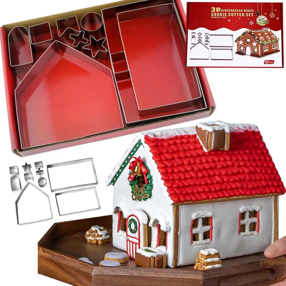 Forma Lyukasztó Sütő Házikó 3D Mézeskalács Keksz Karácsonyra