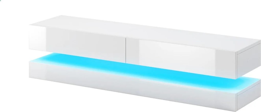 FLY 140 LE TV komód fehér/fehér magasfényű, LED világítással