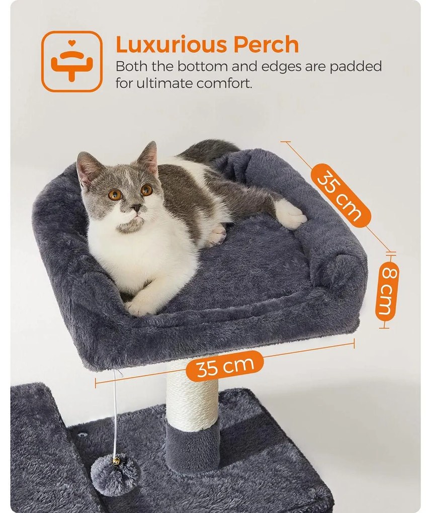 Macska kaparófa, 143 cm magas, többszintes macskatorony, füstszürke | Feandrea