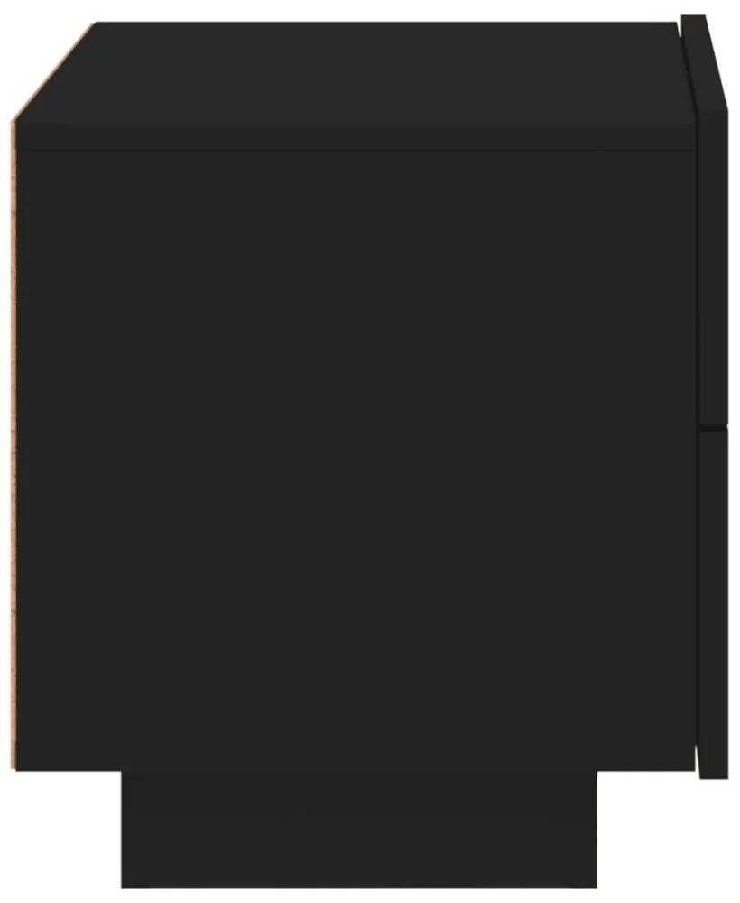 fekete éjjeliszekrény LED-világítással 70 x 36 x 40,5 cm