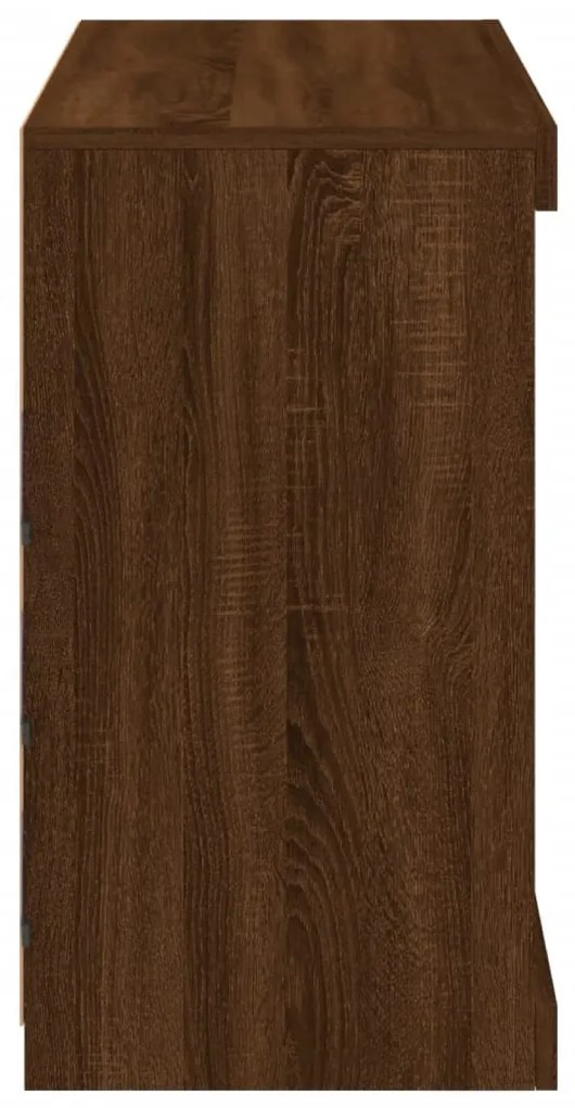 barna tölgy színű tálalószekrény LED-ekkel 81 x 37 x 67 cm