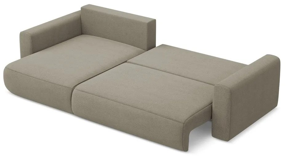 Világosbarna kinyitható-tárolóhelyes sarokkanapé (bal oldali-heverő résszel) Kapua – Makamii