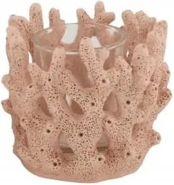 Gyertyatartó korallzátony motívummal rózsaszín 9x8cm