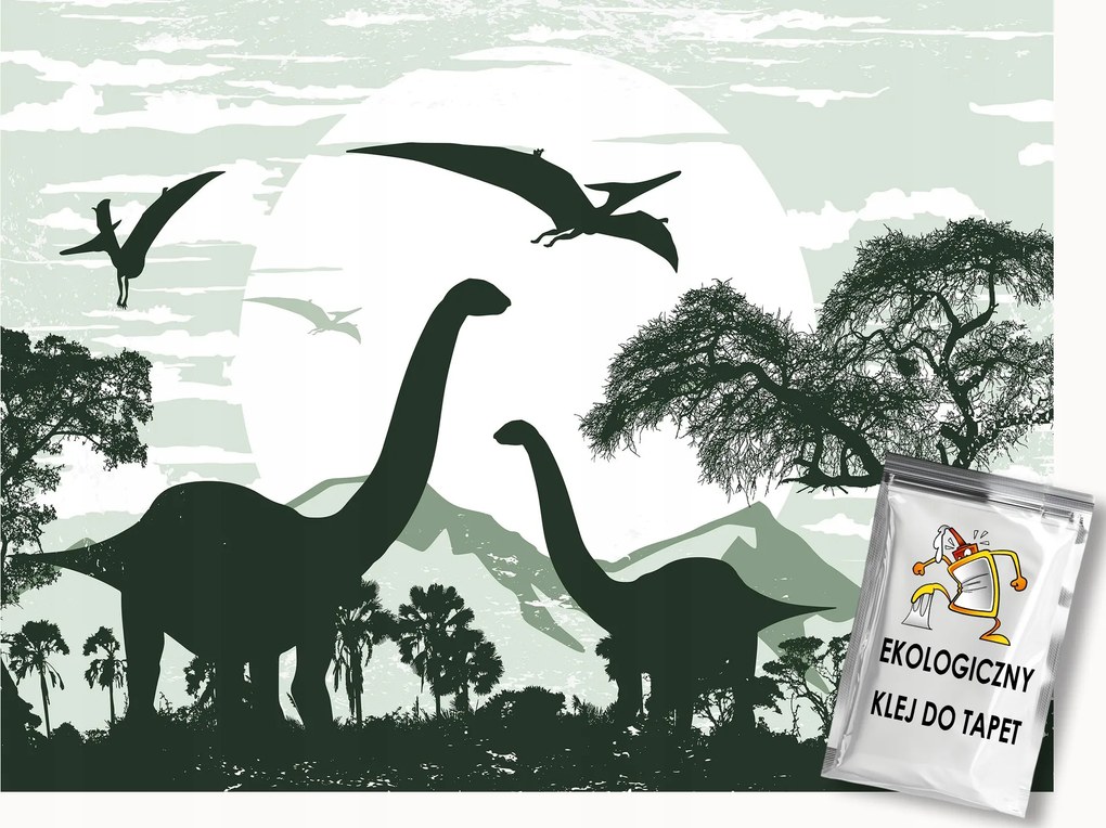 Fotótapéta Flizelina Dinoszauruszok Zöld Fák Fiú Szoba 300x210 ragasztó