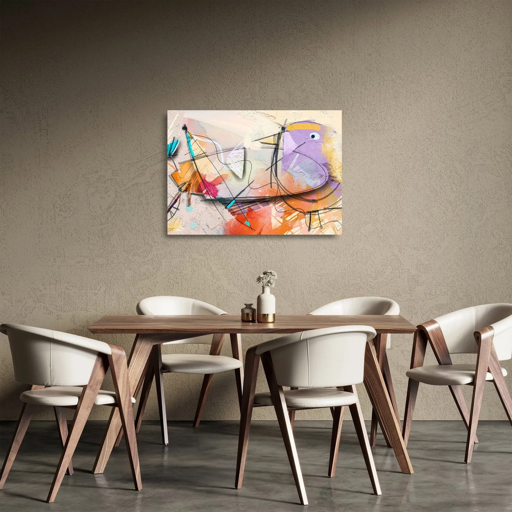 Kép - absztrakció, madár (üvegen) (70x50 cm)