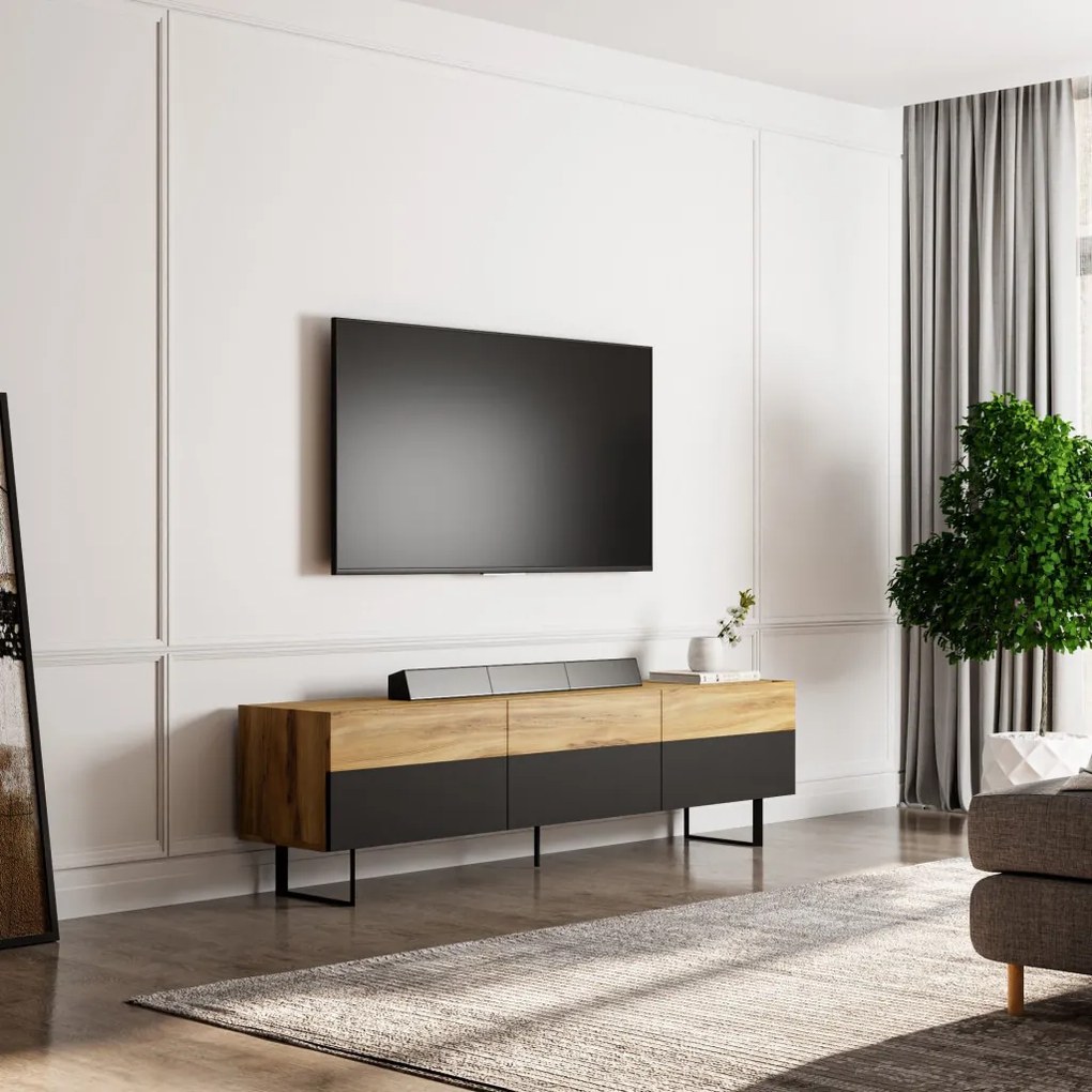 Sign TV-állvány, fekete-tölgy, 180 cm