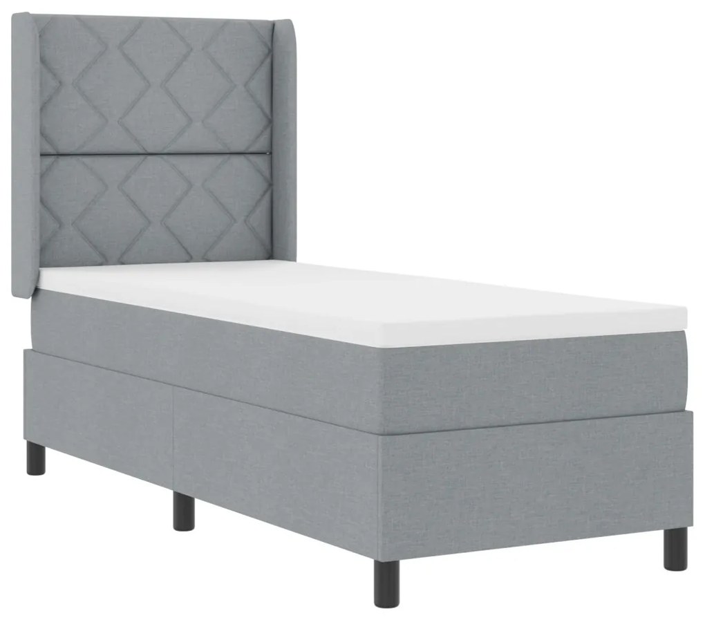 Boxspring Ágy Matraccal és LED Fénnyel Szürke 90x190 cm Szövet