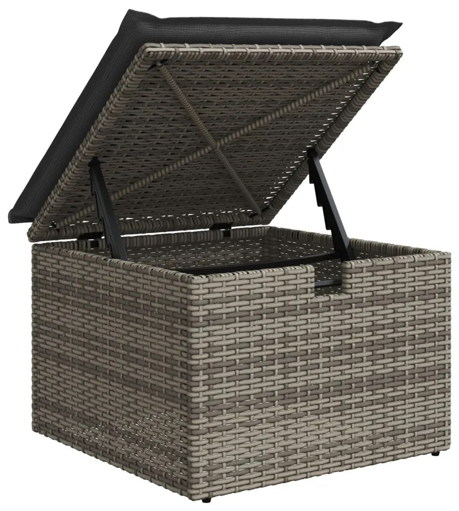 9 Darabos Kerti Sofa Szett Párnákkal Szürke Poli Rattan