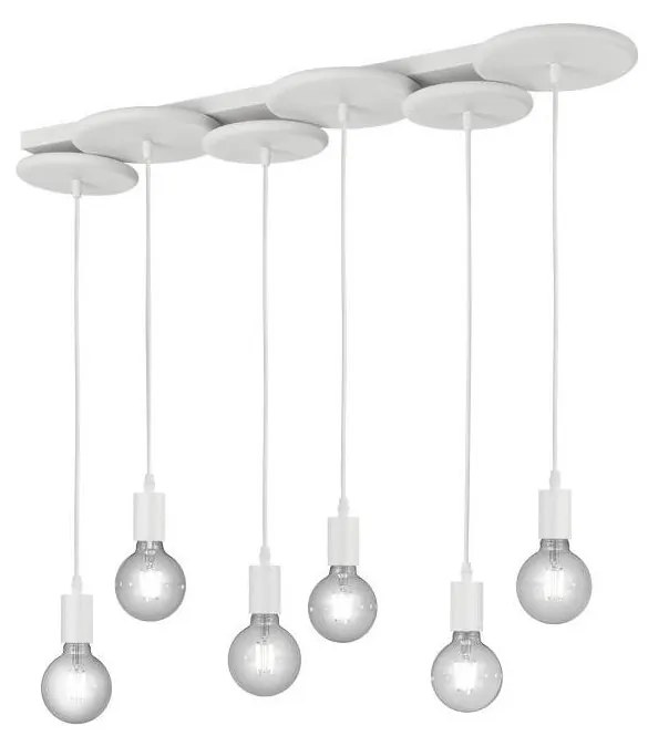 Trio Trio - Csillár zsinóron DISCUS 6xE27/28W/230V fehér LX0441