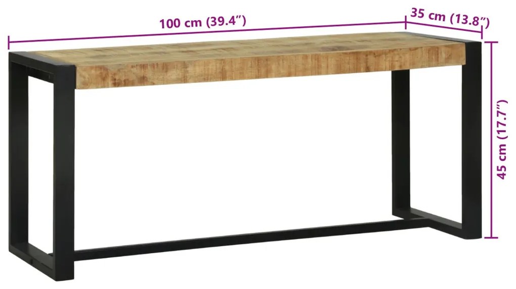 Pad 100x35x45 cm Tömör durva mangófából