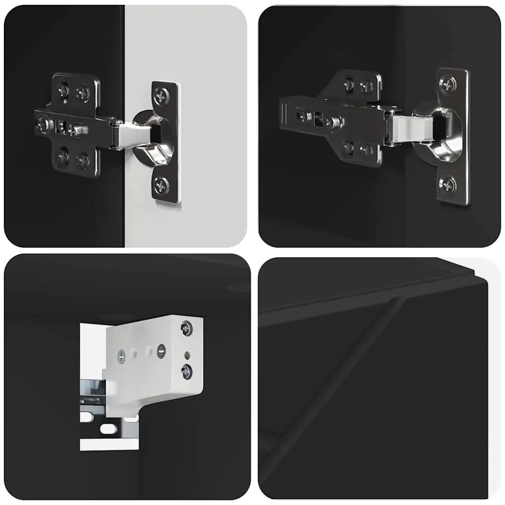 Fürdőszoba bútor szett 4 pcs Fekete 61 x 35 x 64 cm Faanyag