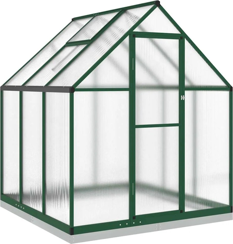 vidaXL zöld alumínium melegház alapvázzal 169 x 169 x 202 cm