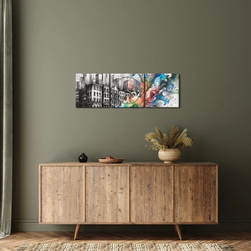 Kép - Ipari élet (órával) (90x30 cm)