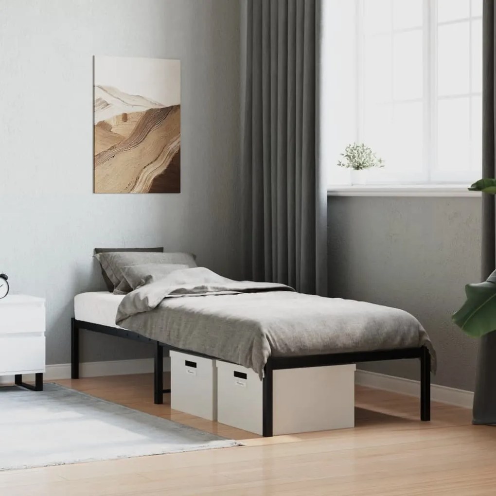 fekete fém ágykeret 80 x 200 cm