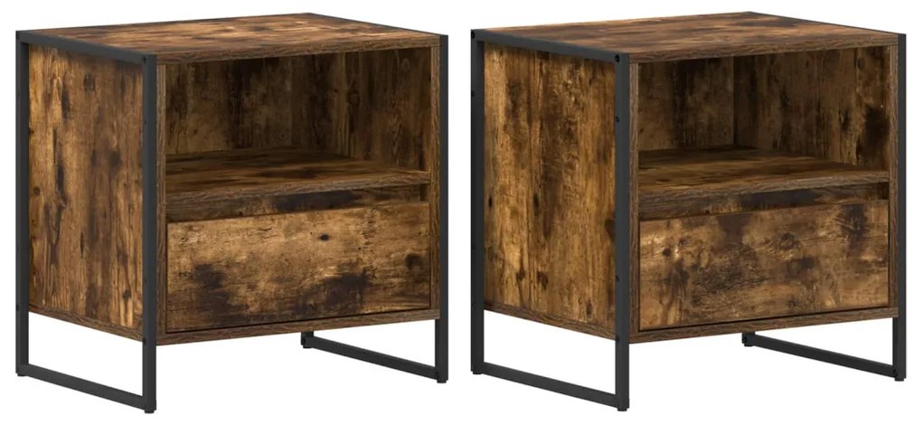 vidaXL Éjjeli asztal 2 pcs Füstös tölgy 50 x 39,5 x 50 cm Faanyag
