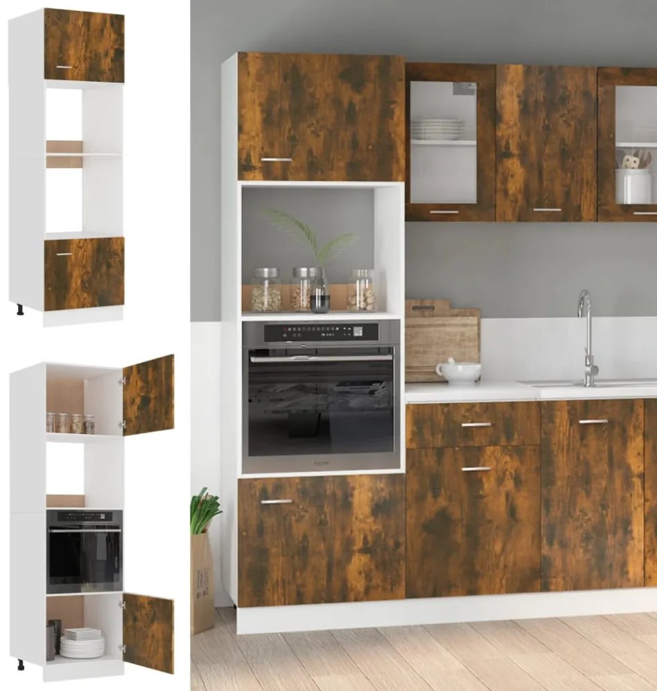 vidaXL “Lyon” füstös tölgy színű fa mikrohullámúsütő-szekrény