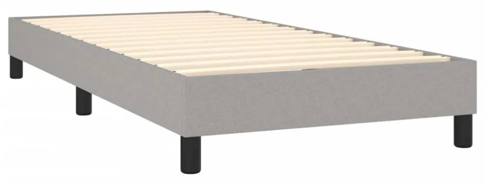 világosszürke szövet rugós és LED-es ágy matraccal 90x190 cm