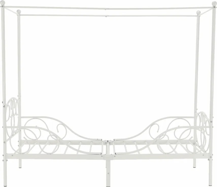 Fém ágyégbolttal, fehér, 90x200, ADELISA