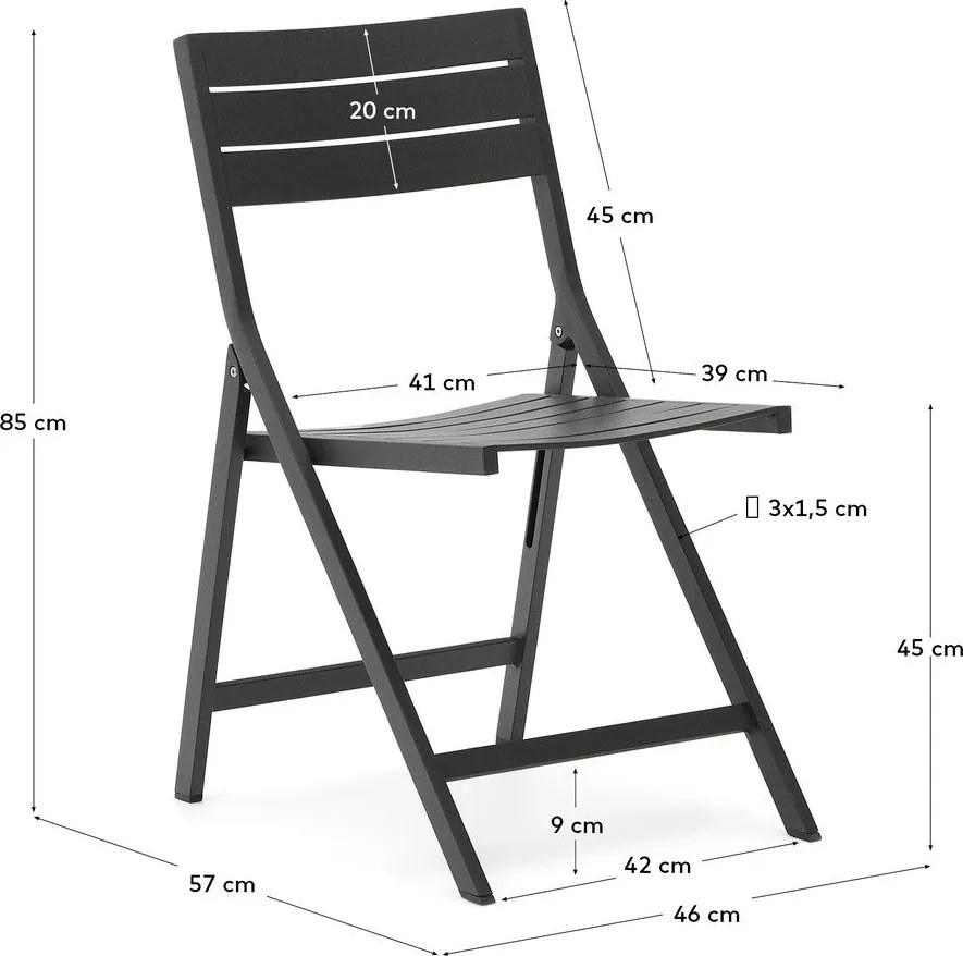 Fekete fém kerti szék Torreta – Kave Home