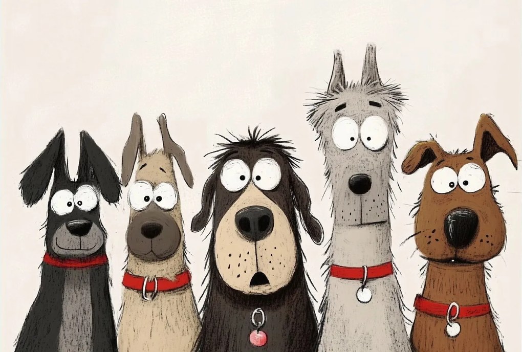 Fotótapéta Flizelina Gyerekek Rajz Állatok Vicces Kutyák 416x254 ragasztó