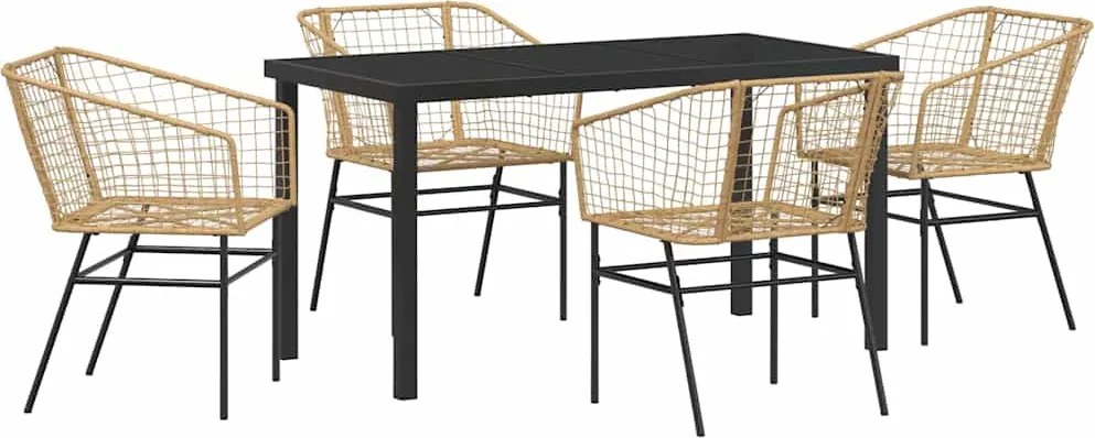 vidaXL Kert étkező szett 5 pcs Barna polirattan