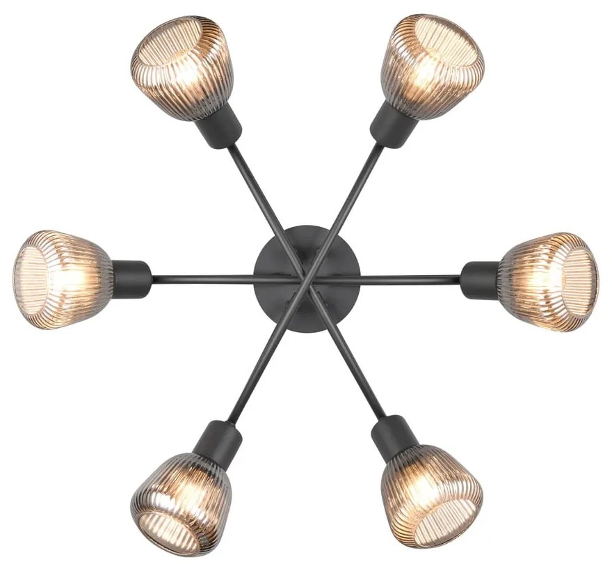 Fekete mennyezeti lámpa üveg búrával Tarifa – Trio