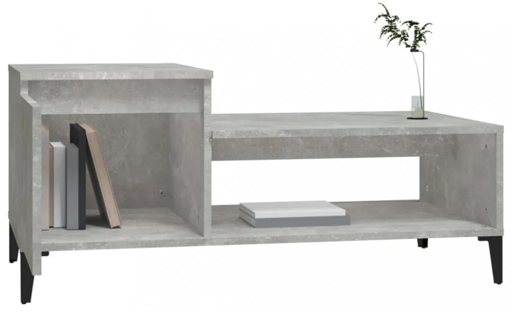 betonszürke szerelt fa dohányzóasztal 100 x 50 x 45 cm