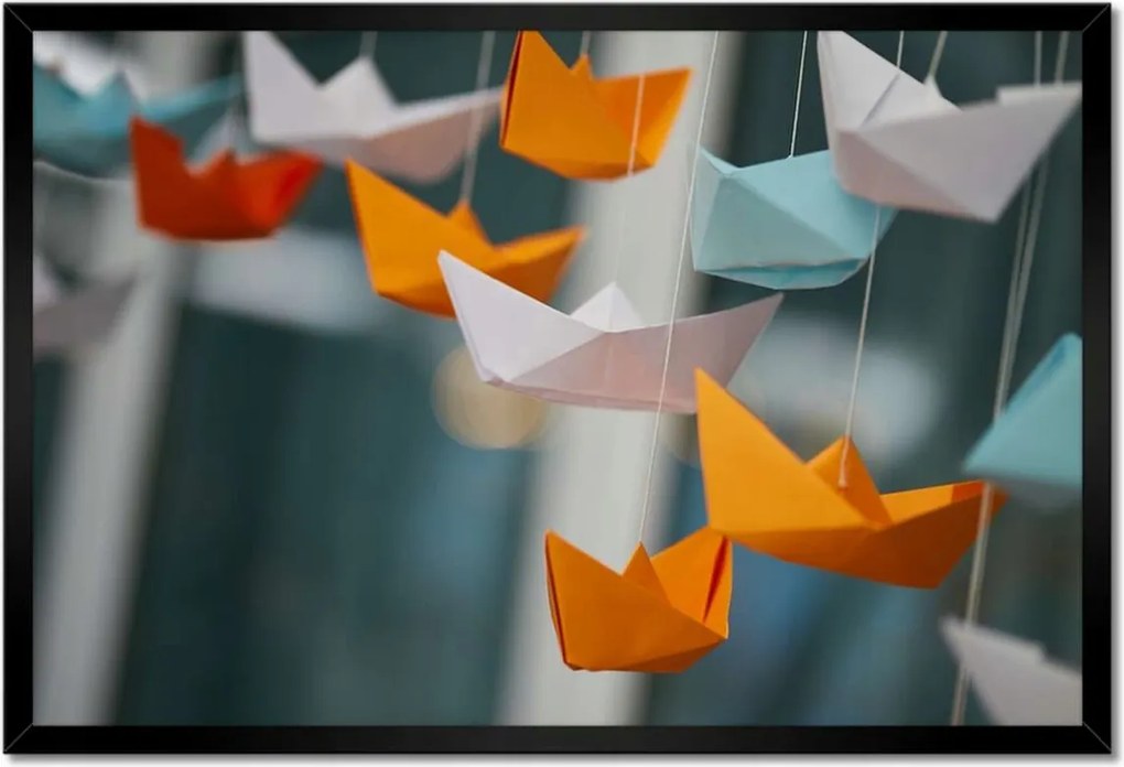 Poszterek keretben 60x40 Függő papírhajók