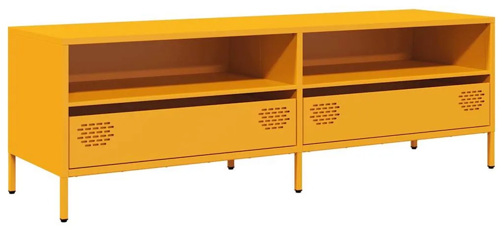 mustársárga hidegen hengerelt acél TV-szekrény 135x39x43,5 cm