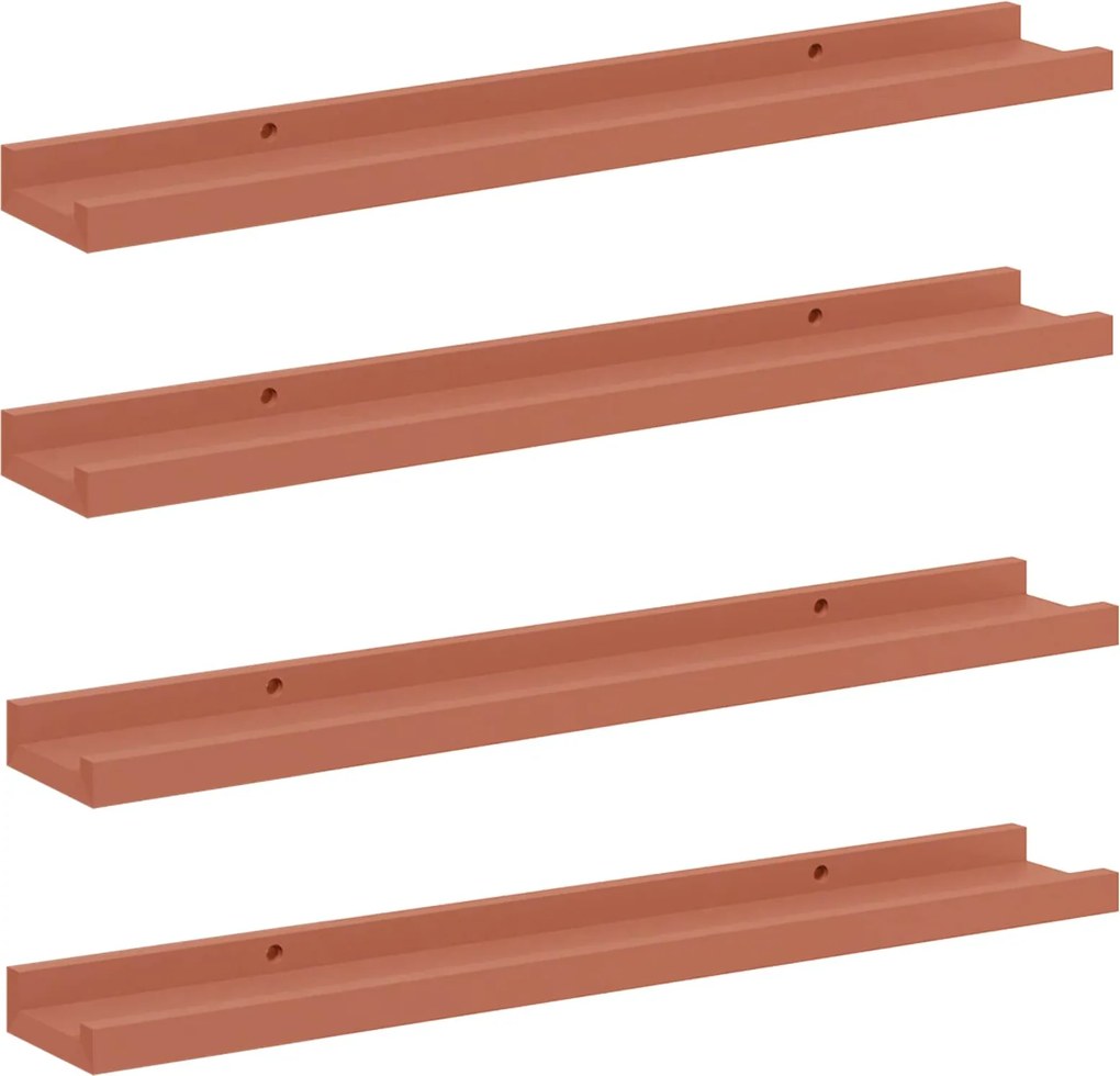vidaXL Falpolc polcokkal tárolóval 4 pcs Piros 60 x 9 x 3 cm Faanyag