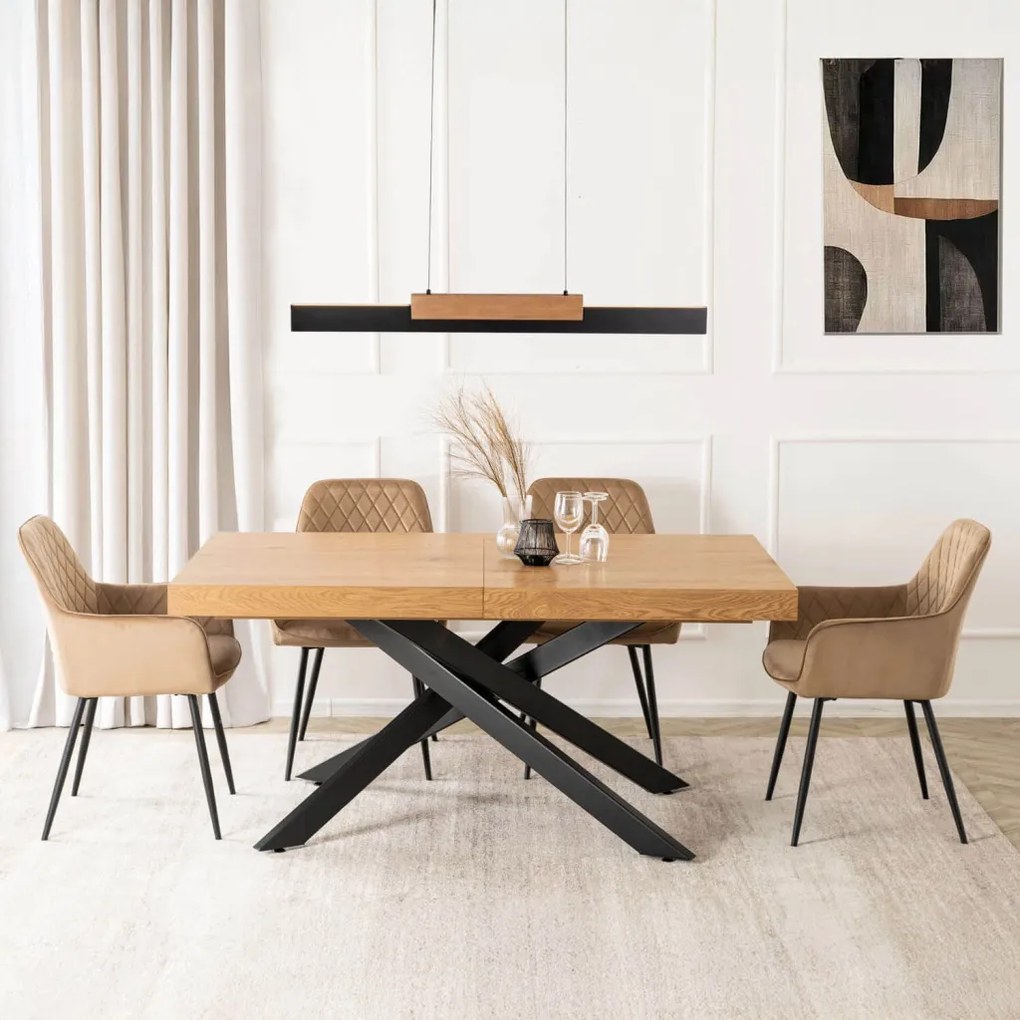 HAMPTON bővíthető asztal 160-240 cm arany tölgy/fekete