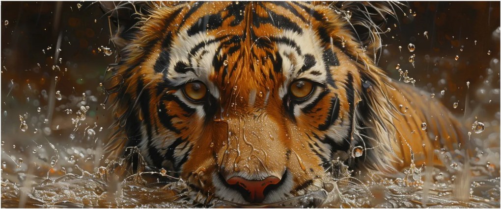 Kép - Portré egy tigris a vízben (120x50 cm)