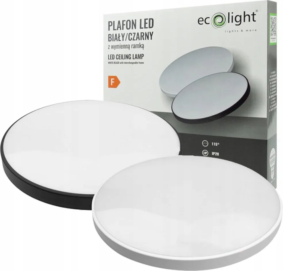 Led mennyezeti lámpa, 24W-os panel, cserélhető fekete vagy fehér kerettel