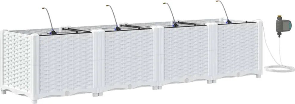 vidaXL Kerti cserép 4 pcs Fehér Acél