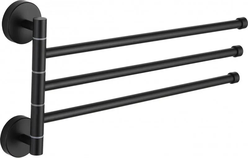 Mexen háromkarú forgatható törölközőtartó, fekete - 7039243-70