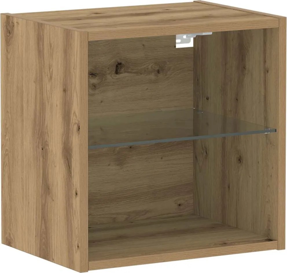 vidaXL Függő polc LED világítással Barna 40 x 28,5 x 40 cm Faanyag