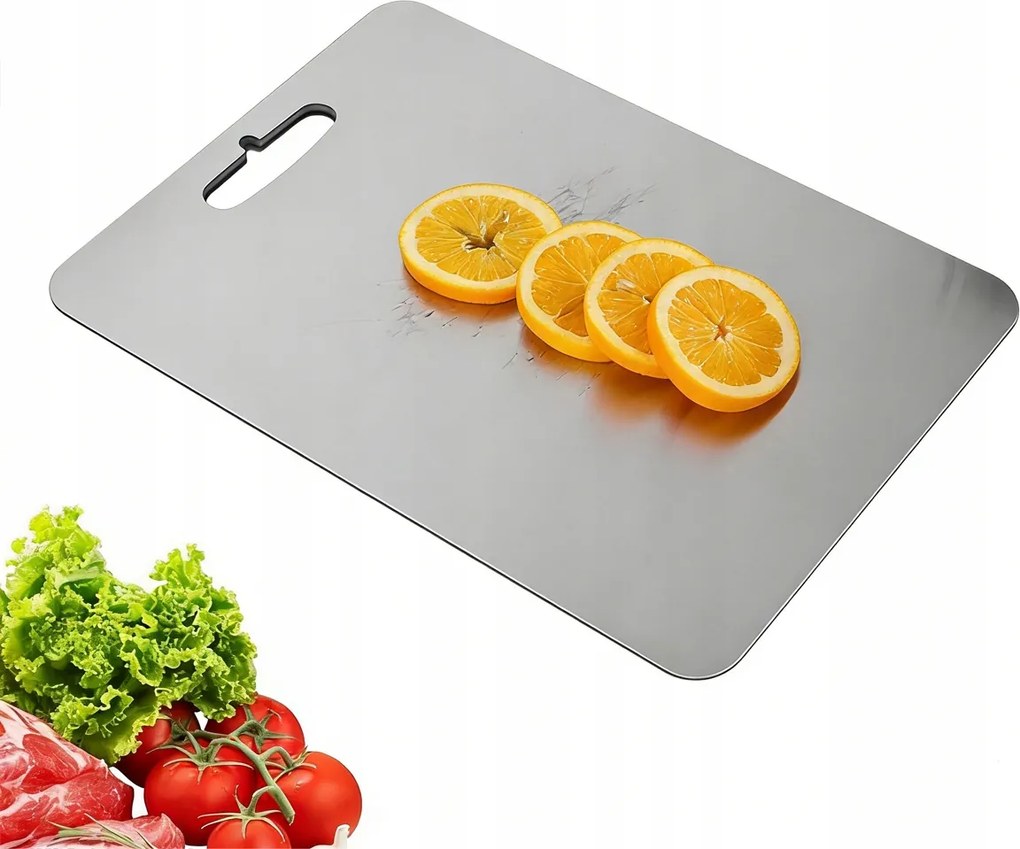 Rozsdamentes Acél Vágódeszka Kétoldalas 29X20 CM Robusztus Egészséges